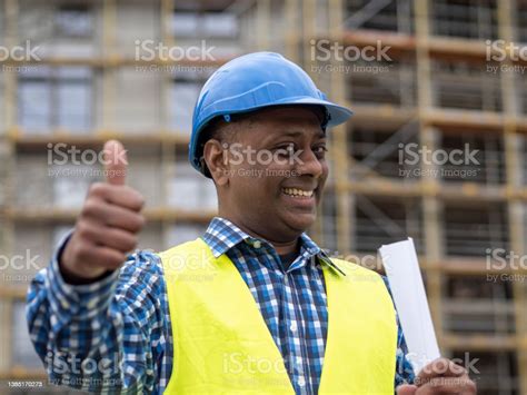 Happy Construction Worker Thumbs Up Stock Photo Download Image Now