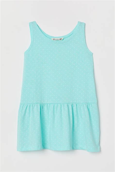 Patterned Jersey Dress Turquoisewhite Dotted Kids Handm Us