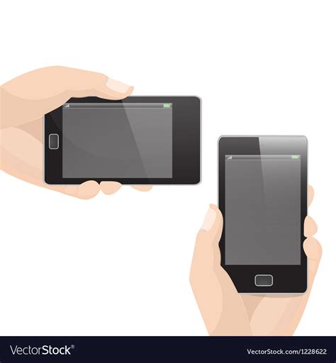 Vertical And Horizontal Smart Phone With Hand Vector Image