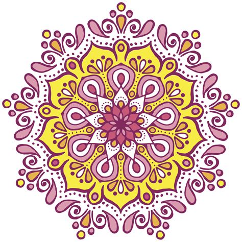 Mandala Colorful Pink And Yellow Floral Wall Decal Tenstickers