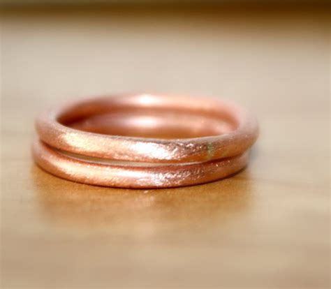 Handmade Pure Copper Rings Brush Finish Round Copper Rings