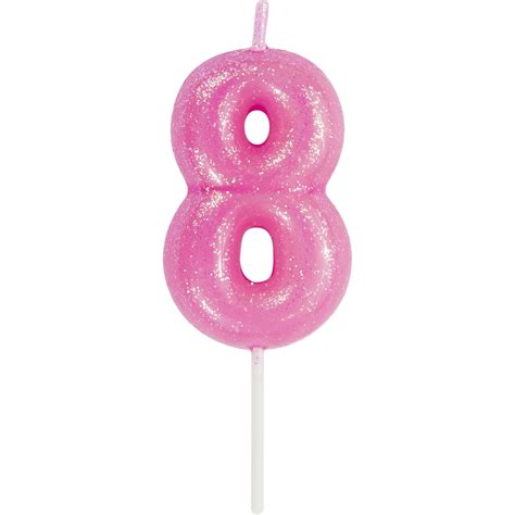 Pink Number 8 Birthday Candle
