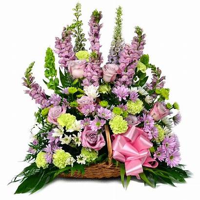 Funeral Basket Arrangement Lavender Flowers Service Hand