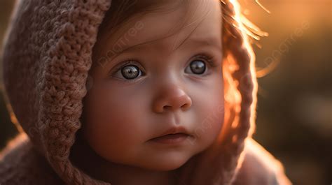 Beautiful Baby With Blue Eyes In The Sunset Background Sunsetting Eyes