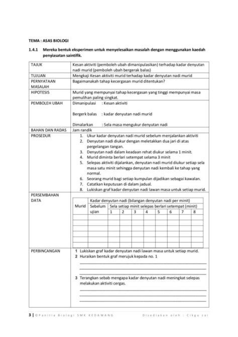 Jawapan Eksperimen Biologi Tingkatan 4 Kssm