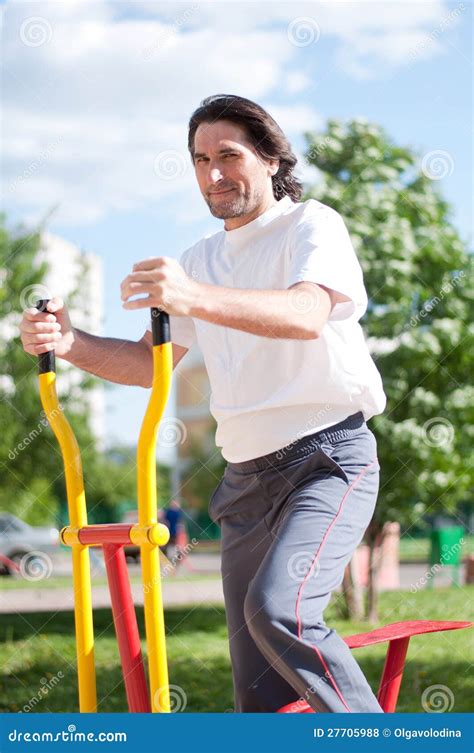 Man In The Gym Outdoors Stock Photo Image Of Sunny Skinny 27705988
