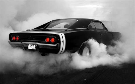 Muscle Cars 1969 Monochrome Dodge Charger Rt Burnout Hot Rod