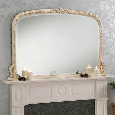 Antique French Style Ivory Overmantle Mirror Homesdirect365