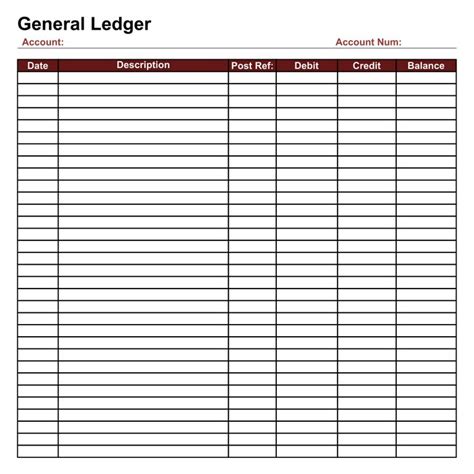 Printable General Ledger Sheet Balance Sheet Template Printable