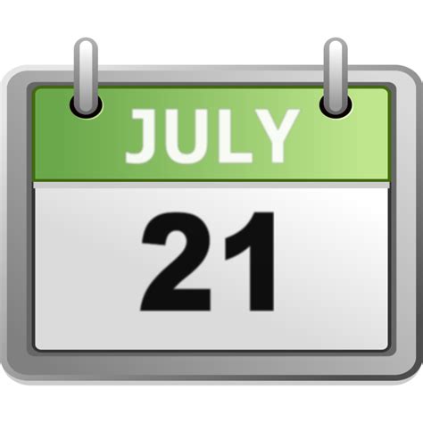 Calendar Day Icon July 21st Free Svg