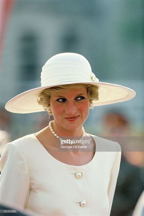 Diana Princess Of Wales At The Airport During The First Day Of Her