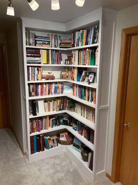 3 hours + dry time. Built-in Corner Bookshelf with Open Corner - DIY in 2020 ...