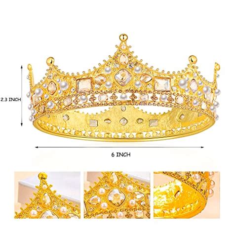 تاج الملك للرجال، تاج كريستال الملكة للنساء عيد الميلاد الملوك التيجان للرجال الصبيان تأثيري ولي