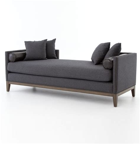 Kensington Charcoal Upholstered Double Chaise Daybed Zin Home