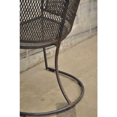 4 Vintage Mid Century Modern Iron Metal Mesh Patio Barrel Dining Chairs