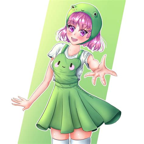 A Cute Frog Anime Girl Drawn By Me If You Want Me To Draw You As A Froggy My Commissions Are