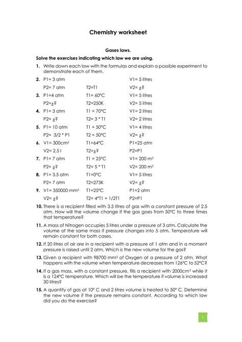 chemistry worksheet interactive worksheet