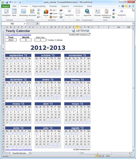 Editable Yearly Calendar Template