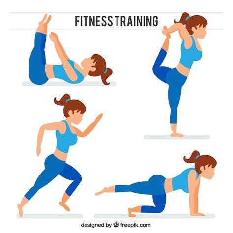 Free Vector Set Of Woman Doing Stretching
