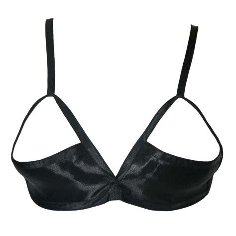 Satin Open Cup Bra 42 To 44 A To C Cup Black New Ebay