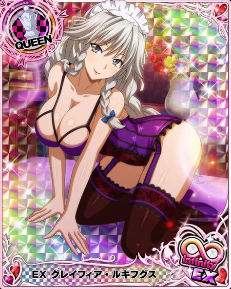 Grayfia Lucifuge High School Dxd Official Art 1girl All Fours Blue Bow Bow Braid Breasts