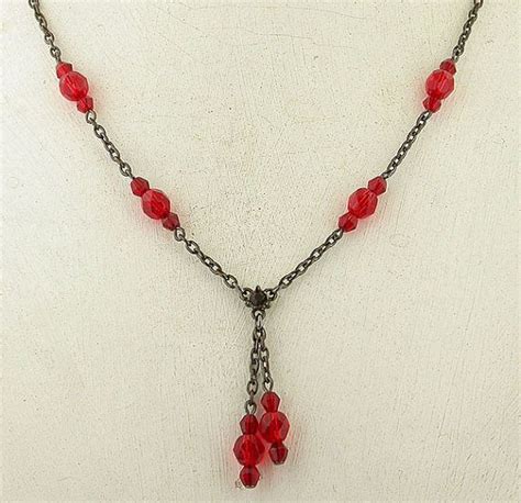 Vintage Look Red Czech Necklace Set By North On Etsy Necklace