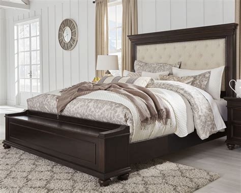 Ashley Furniture Brynhurst Dark Brown King Upholstered Bed With