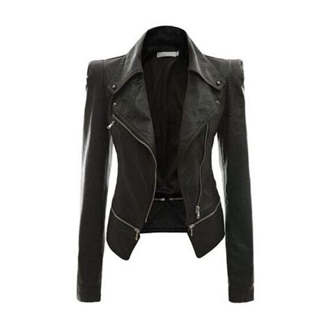 Sleek black leather jacket with gold hardwarde. Rotita Black Long Sleeve Zipper Closure Jacket ($38) liked ...