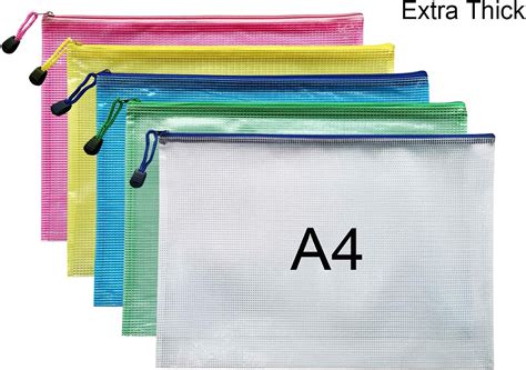 A4 Document Folder File Zipper Bags Plastic Wallets Folder Extra Thick