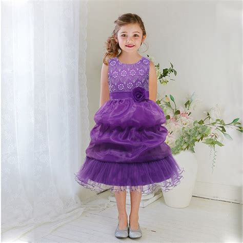 Kids Girls Dresses Flower Bow Formal Party Layered Prom Princess