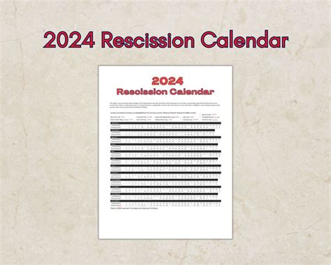 2024 Rescission Calendar For Notary Loan Signing Agent Title Etsy Finland