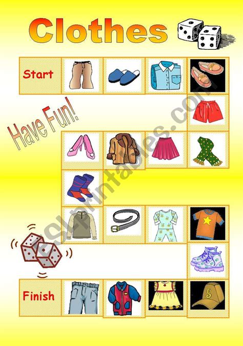 board game clothes esl worksheet by kordullaaa