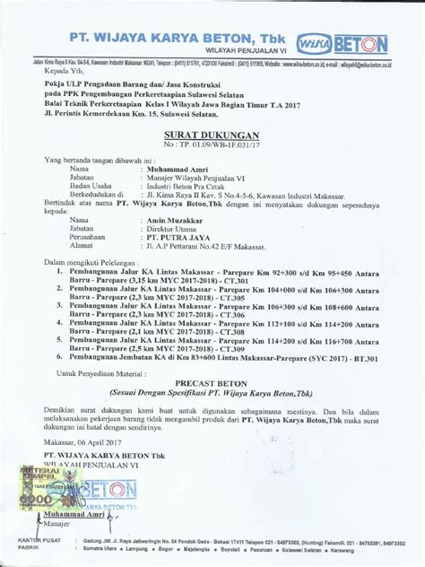 File master cara membuat kop surat otomatis dengan word, ada di link berikut: Kop Surat Wika - Contoh Kop Surat