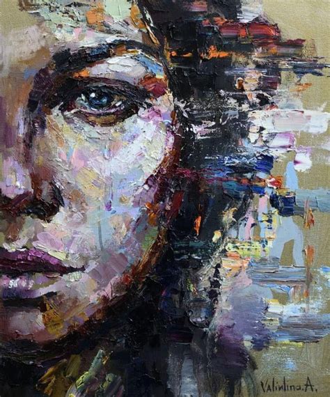 Anastasiya Valiulina ”modernabstractartface” Modern Art Paintings Abstract Abstract Portrait