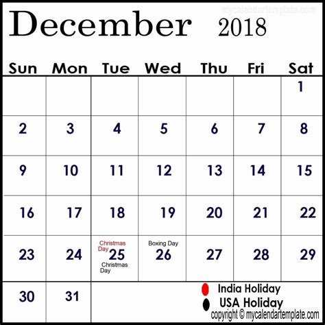 December 2018 Calendar With Holidays Calendar Holiday December