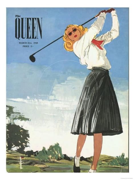 the queen golf womens magazine uk 1940 giclee print golf art golf outfit golf