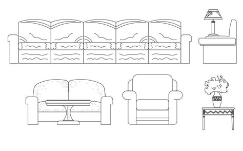 Single Sofa Seat Detail Cad Blocks D View Elevation Autocad File
