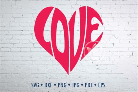 Love Heart Shape Word Art Svg Dxf Eps Png  Cut File By Prettydd