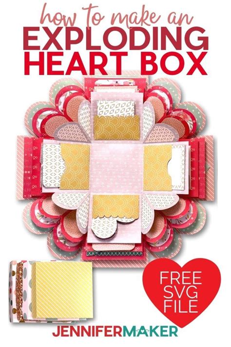 Heart Explosion Box Template Free Svg File Explosion Box Box