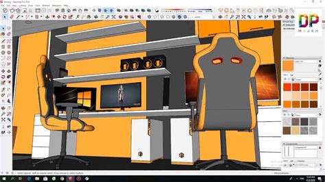 Sketchup Gaming Room Model Fast Drawing Youtube