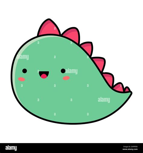 Cute Cartoon Illustration Of A Smiling Green Dinosaur Vector