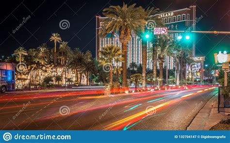 Las Vegas Nevada Evening City Lights And Street Views Editorial