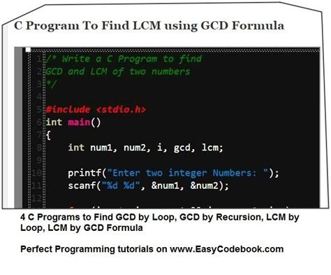 4 C Programs Find Gcd And Lcm Calculate Gcd By Loop And Recursion
