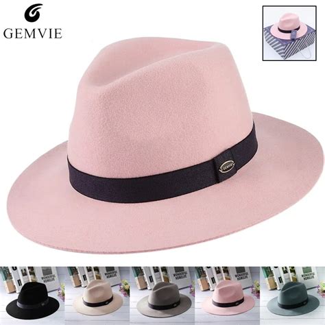 Trendy Women Jazz Cap Classical Fedoras Hats Gemvie Lady Casual Solid