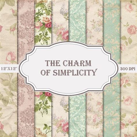 Shabby Chic Digital Paper Papers Floral Patterns Scrapbook Printable