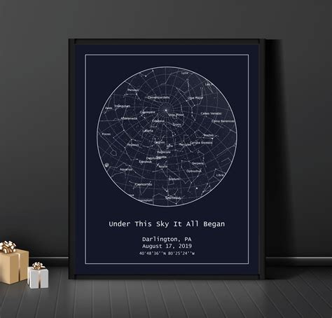 Personalized Star Constellation Map Print Minimal Star Chart Etsy