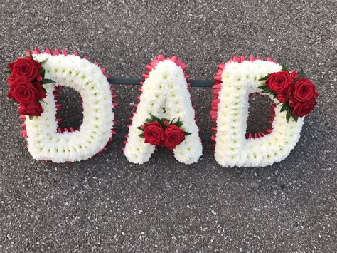 Red And White Dad Funeral Flowers Tribute Wreath Funeral Floral Arrangements Dad Funeral