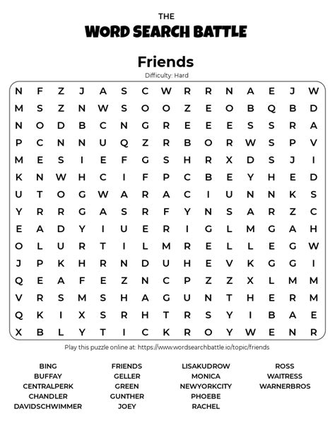 Printable Friends Word Search