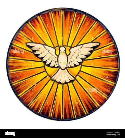 Stained Glass Depicting The Symbol Of The Holy Spirit Stock Photo