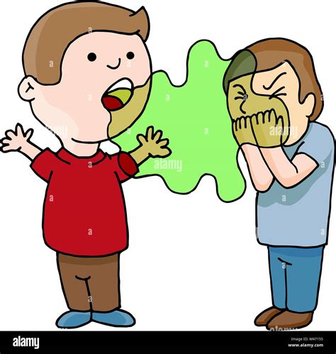 An Image Of A Two Men Talking Bad Foul Smelling Breath Cartoon Isolated On White Stock Vector